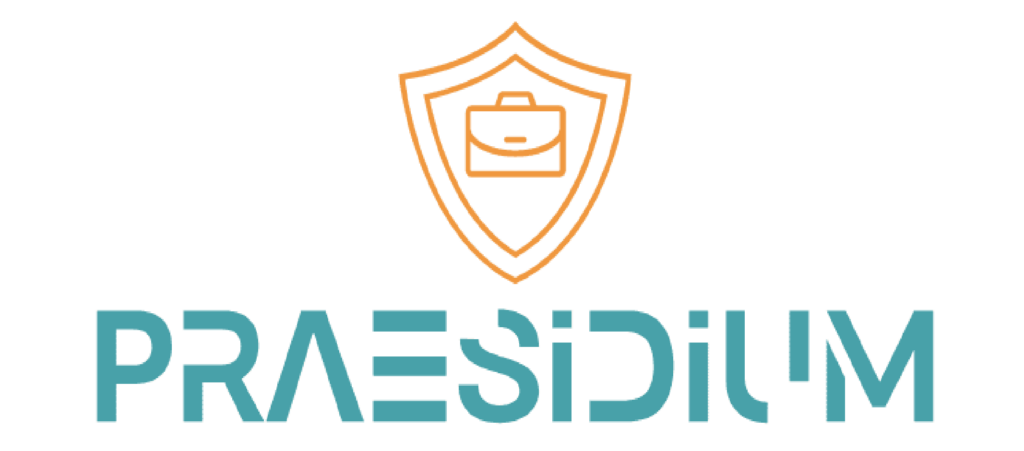 Praesidium security logo with shield and briefcase icon.